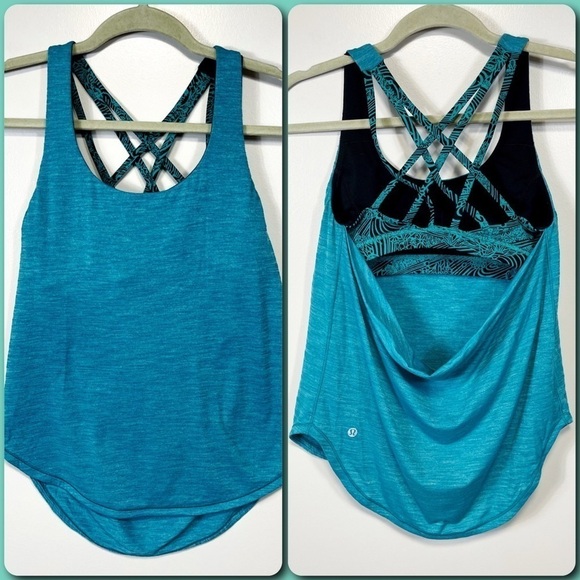 LULULEMON Free To Be Serene Tank (2 In 1) Green & Black - SIZE 2 - Picture 1 of 8